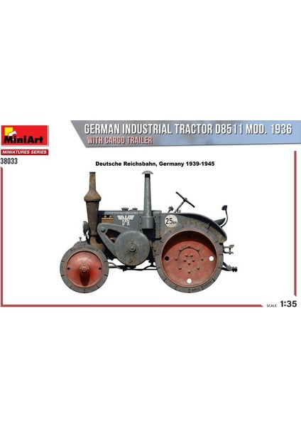 38033 1:35 Alman Endrüstriyel Traktör D8511. 1936 Model Taşıma Aracı ile Birlikte(1 Adet Figür)
