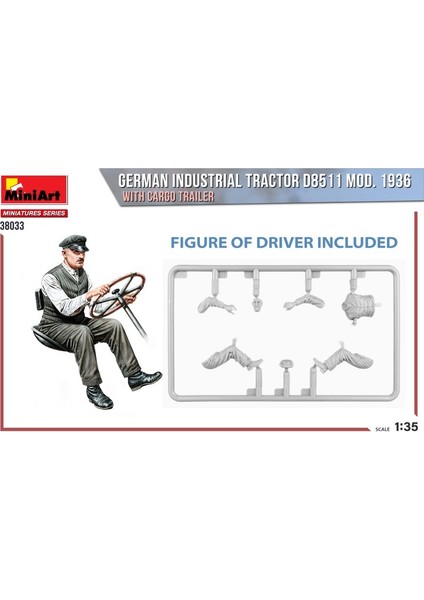38033 1:35 Alman Endrüstriyel Traktör D8511. 1936 Model Taşıma Aracı ile Birlikte(1 Adet Figür)