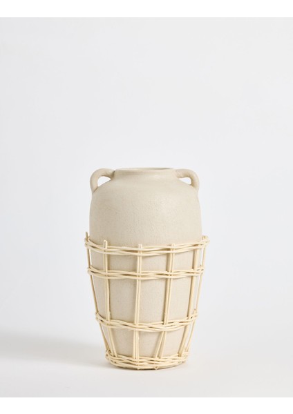 Büyük Doğal Hasır Örgülü Terakota Vazo fiyatları