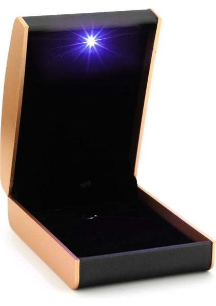 Işıklı Büyük Boy Deri Kolye Kutusu Şık Işıklı Hediye Kutusu