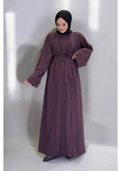 Boncuk Işlemeli Tam Boy Ferace 7894 Bordo