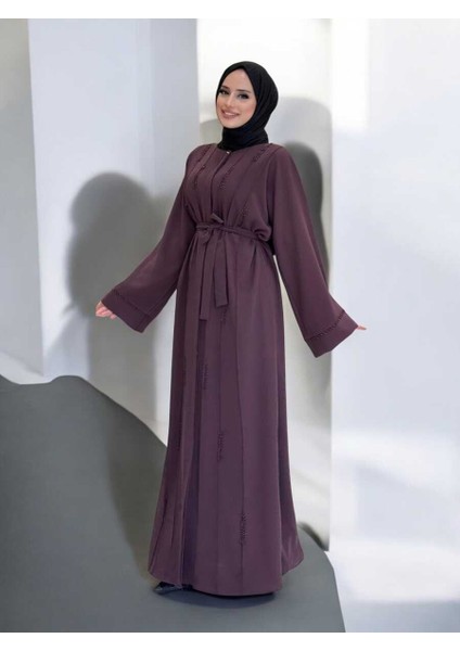 Boncuk Işlemeli Tam Boy Ferace 7894 Bordo modelleri