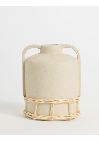 Kulplu Doğal Hasır Örgülü Terakota Vazo fiyatları