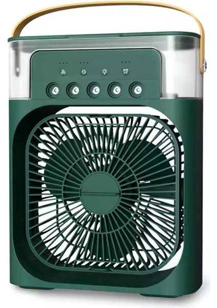 HR025 Mini Hava Soğutucu, Taşınabilir Hortumsuz Portatif Klima, Mobil Sulu Klima, 3 Rüzgar Hızı, 3 Sis Modu, Taşınabilir Buzlu Vantilatör 5 Sprey Delikli ile Renkli LED Işıklı Yeşil Renk