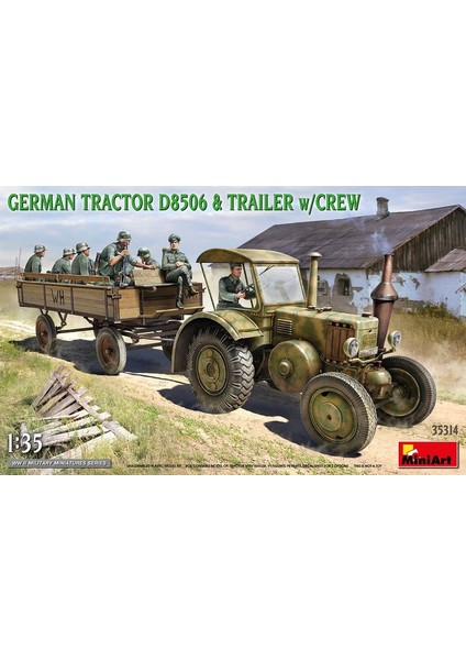 35314 1:35 D8506 Alman Traktör. Römork ve Mürettebat ile Birlikte.