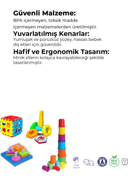 Bebeğimin Ilk Oyuncakları 4'lü Set Eğitici Oyuncak Bultak Halka Puzzle Kule Oyunu