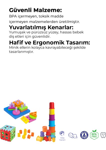 Mega Kule & Bultak Küp & Geometrik Şekiller Eğlence Gelişim Kombinasyonu 3 Lü fiyatları