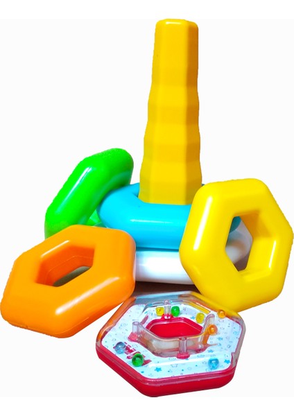 Çıngıraklı Altıgen Halkalar Bebek Oyuncak Eğitici Oyuncak