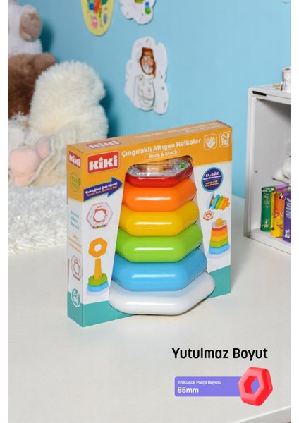 Çıngıraklı Altıgen Halkalar Bebek Oyuncak Eğitici Oyuncak