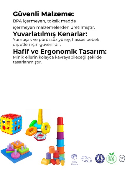 Bebeğimin Ilk Oyuncakları 4'lü Set Eğitici Oyuncak Bultak Halka Puzzle Kule modelleri