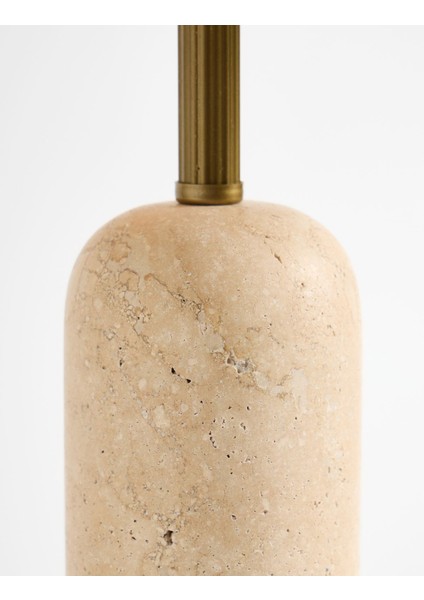 Luum Hasır Şapkalı Traverten Abajur