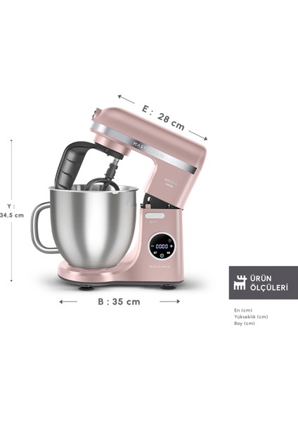Mastermaid Chef Ultra D2000W Dijital Ekranlı Hamur Yoğurma Makinesi Rosegold 7l fiyatları