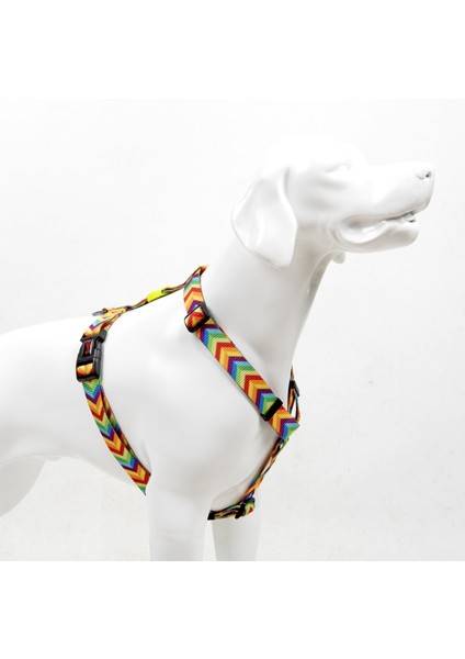 Rainbow H-tipi Göğüs Tasması Ayarlanabilir, Konforlu Ve Dayanıklı Desenli Köpek Tasması