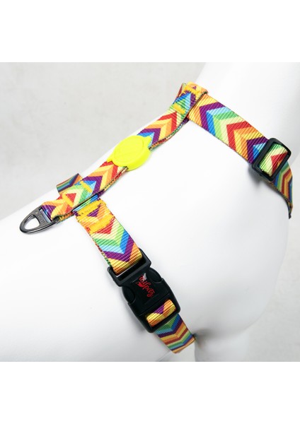 Rainbow H-tipi Göğüs Tasması Ayarlanabilir, Konforlu Ve Dayanıklı Desenli Köpek Tasması