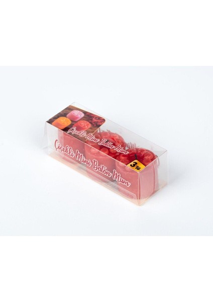 Çiçekli Mini Baton Mum 3 'lü Tealight Boyutunda