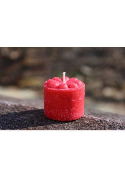 Çiçekli Mini Baton Mum 3 'lü Tealight Boyutunda