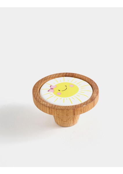 Güneş Desenli Porselen ve Ahşap Tekli Çocuk Kulp modelleri