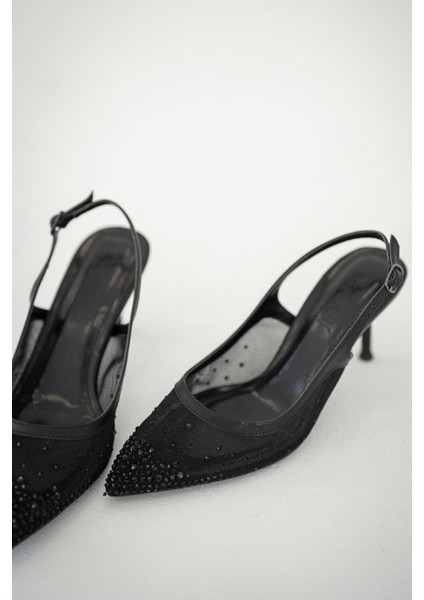 Pet Topuklu File Abiye Ayakkabı Siyah modelleri
