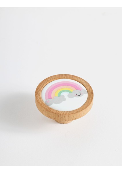 Gökkuşağı Porselen ve Ahşap Detaylı Tekli Çocuk Kulp