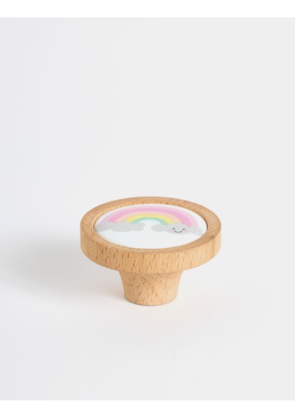 Gökkuşağı Porselen ve Ahşap Detaylı Tekli Çocuk Kulp modelleri