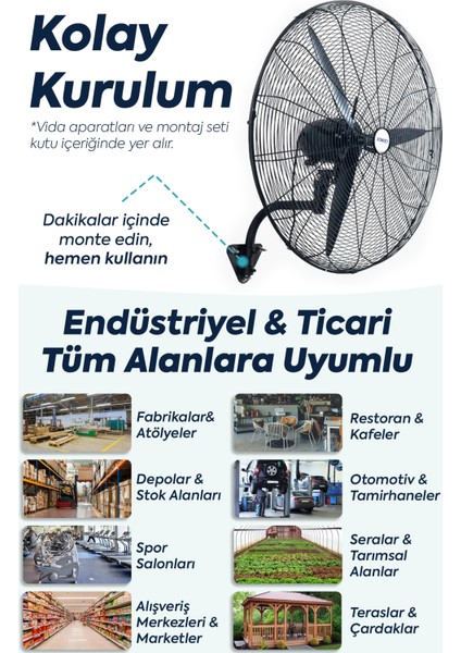 Profesyonel Sanayi Tipi Vantilatör 75 Cm (30 Inç) | Yüksek Performanslı Soğutma | Xdf30