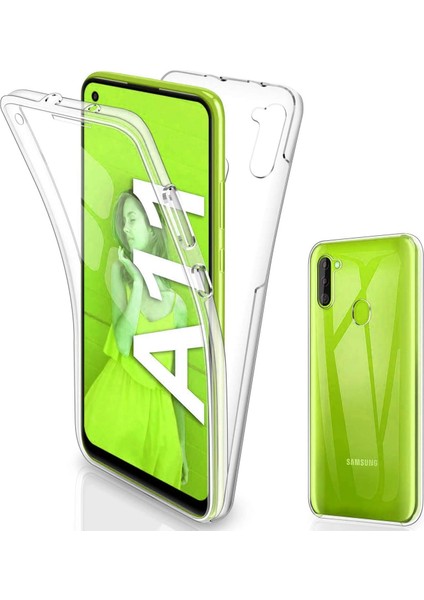 Samsung Galaxy A11 Uyumlu Ön Arka 360 Tam Koruma Şeffaf Soft Silikon Kılıf