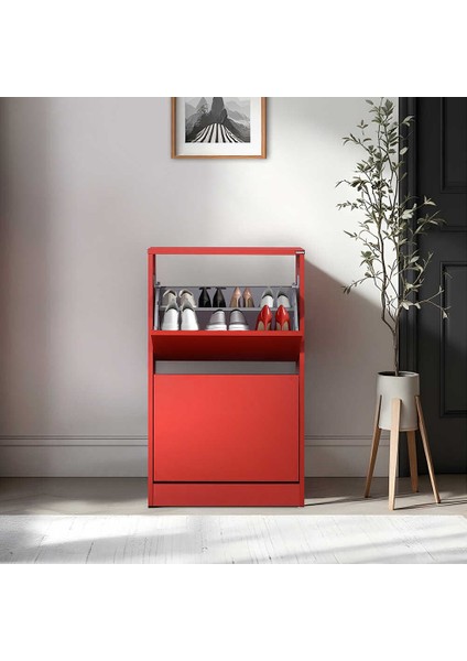 Flat Duo 2 Katlı Ayakkabılık Dolabı - Kırmızı