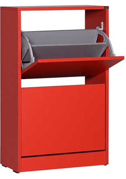Flat Duo 2 Katlı Ayakkabılık Dolabı - Kırmızı