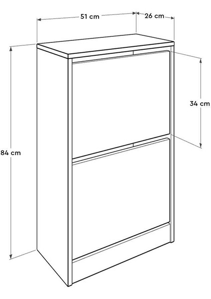 Flat Duo 2 Katlı Ayakkabılık Dolabı - Kırmızı