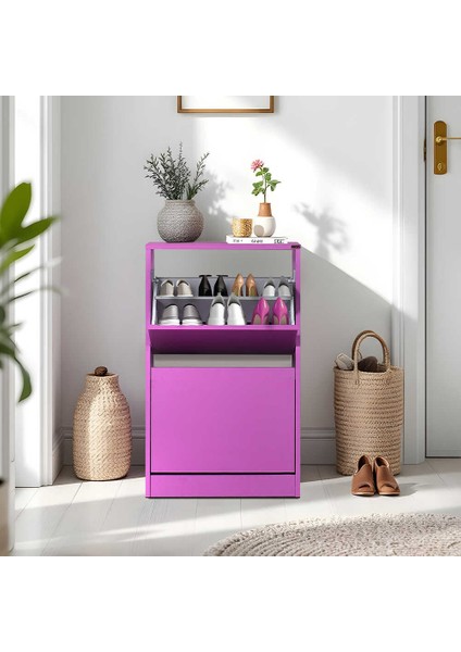 Adore Flat Duo 2 Katlı Ayakkabılık Dolabı - Mor
