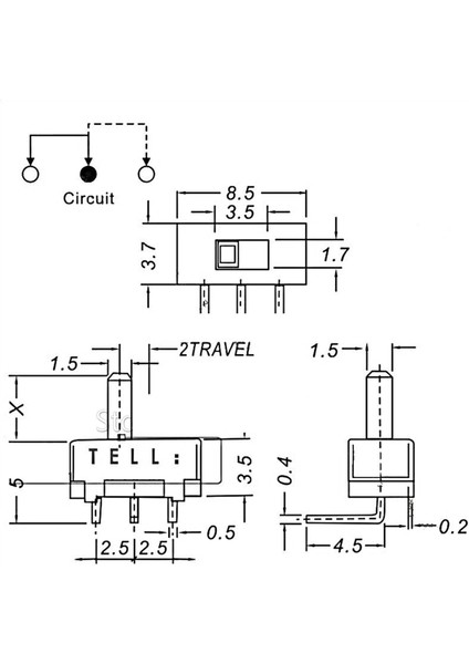 3 Pin Spdt Mini On Off Switch 90° SS12D00-G5 - 500 Adet fırsatları