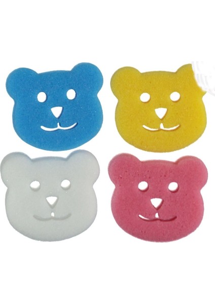 Ayıcık Şekilli Renkli Bebek Banyo Süngeri – 4'lü Set