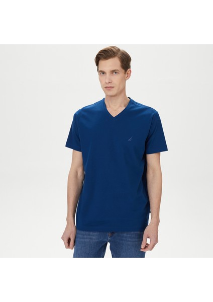 Erkek Mavi Standart Fit T-Shirt
