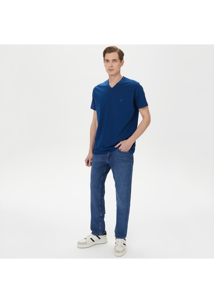 Erkek Mavi Standart Fit T-Shirt