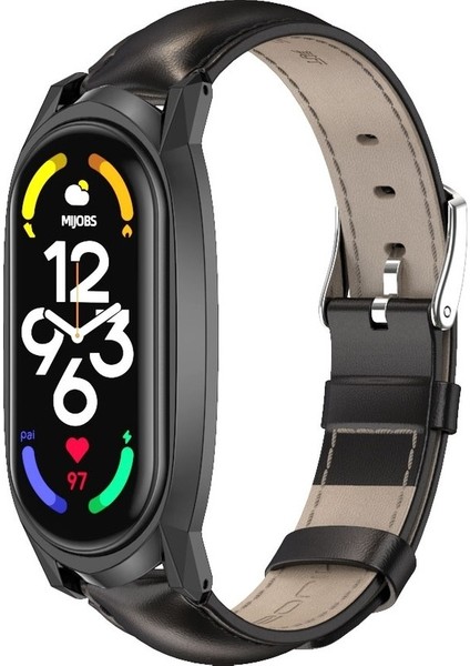 Xiaomi Mi Band 7/7 Nfc Bambu Kahve Siyahı Için Üst Kat Cowhide Watch Band (Yurt Dışından)