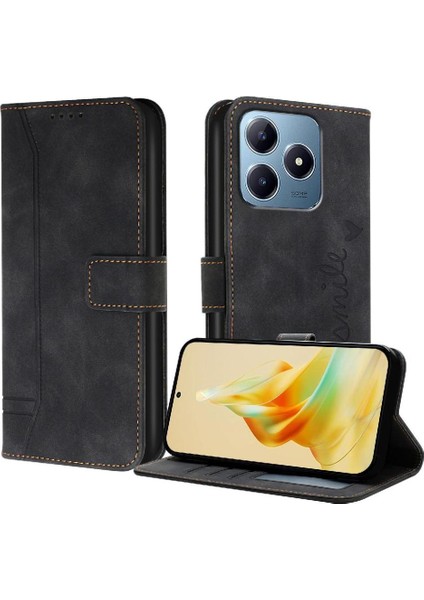 Realme C63 4g Klasik Tasarım Deri Cüzdan Manyetik Kapatma Flip Kılıf Kickstand Kart Tutucu Yuvası Darbeye Dayanıklı Koruyucu Kapak (Yurt Dışından) indirimleri