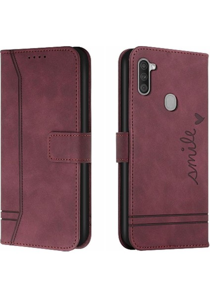 Samsung Galaxy A11 Klasik Tasarım Deri Cüzdan Manyetik Kapatma Flip Kılıf Kickstand Kart Tutucu Yuvası Darbeye Dayanıklı Koruyucu Kapak (Yurt Dışından)
