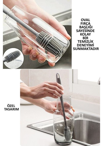 Elite Silikon Bebek Biberon Suluk Matara Sürahi Yıkama Fırçası Matara Termos Temizleyici Cam Yıkama 1 Adet