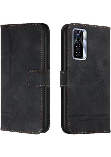 Tecno Camon 17 Pro Klasik Tasarım Deri Cüzdan Manyetik Kapatma Flip Kılıf Kickstand Kart Tutucu Yuvası Darbeye Dayanıklı Koruyucu Kapak (Yurt Dışından)