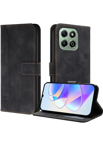 Honor X6B Klasik Tasarım Deri Cüzdan Manyetik Kapatma Flip Kılıf Kickstand Kart Tutucu Yuvası Darbeye Dayanıklı Koruyucu Kapak (Yurt Dışından)