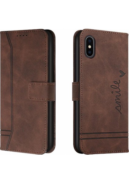 iPhone Xs Max Klasik Tasarım Deri Cüzdan Manyetik Kapatma Flip Kılıf Kickstand Kart Tutucu Yuvası Darbeye Dayanıklı Koruyucu Kapak (Yurt Dışından)