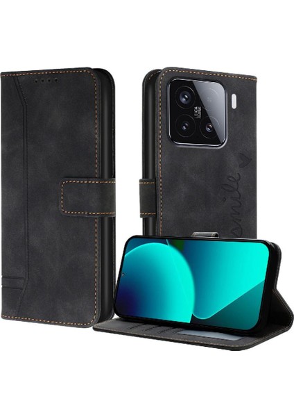Xiaomi 15 Klasik Tasarım Deri Cüzdan Manyetik Kapatma Flip Kılıf Kickstand Kart Tutucu Yuvası Darbeye Dayanıklı Koruyucu Kapak (Yurt Dışından)