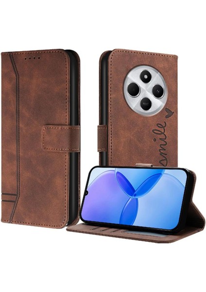Xiaomi Poco C75 Klasik Tasarım Deri Cüzdan Manyetik Kapatma Flip Kılıf Kickstand Kart Tutucu Yuvası Darbeye Dayanıklı Koruyucu Kapak (Yurt Dışından)