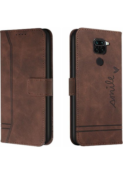 Xiaomi Redmi Note 9 Klasik Tasarım Deri Cüzdan Manyetik Kapatma Flip Kılıf Kickstand Kart Tutucu Yuvası Darbeye Dayanıklı Koruyucu Kapak (Yurt Dışından)