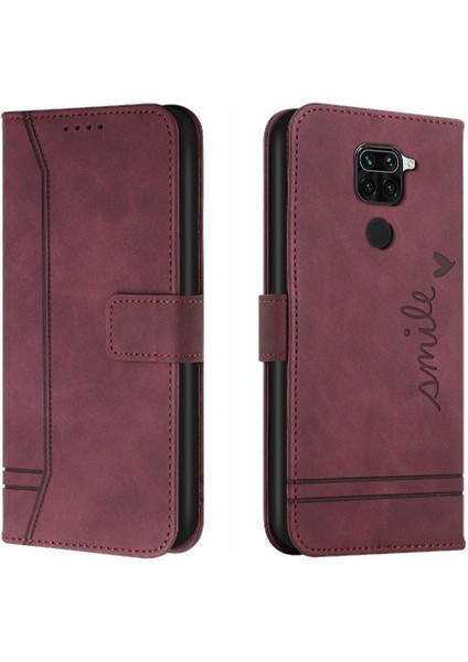 Xiaomi Redmi Note 9 Klasik Tasarım Deri Cüzdan Manyetik Kapatma Flip Kılıf Kickstand Kart Tutucu Yuvası Darbeye Dayanıklı Koruyucu Kapak (Yurt Dışından)