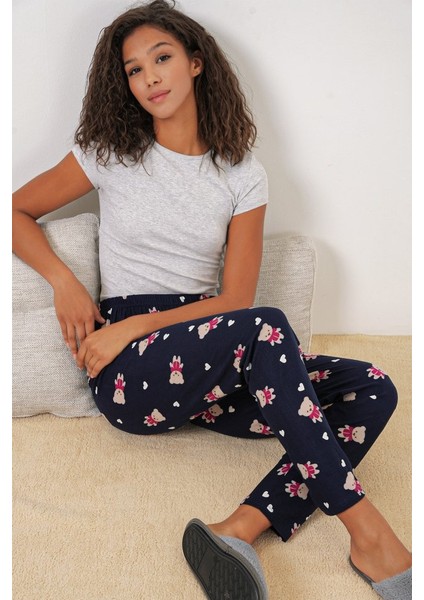 4323 Desenli Pijama Altı - L. Lacivert
