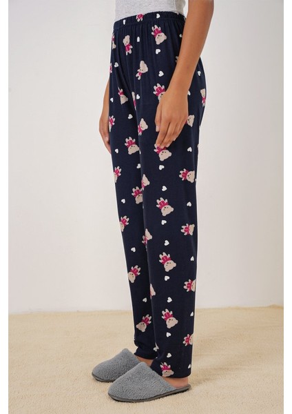 4323 Desenli Pijama Altı - L. Lacivert
