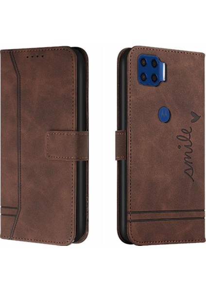 Motorola Moto G 5g Plus Klasik Tasarım Deri Cüzdan Manyetik Kapatma Flip Kılıf Kickstand Kart Tutucu Yuvası Darbeye Dayanıklı Koruyucu Kapak (Yurt Dışından)