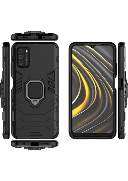 Halka Araba Montaj Kickstand Durumda Xiaomi Poco M3 Darbeye Metal Halka (Yurt Dışından)