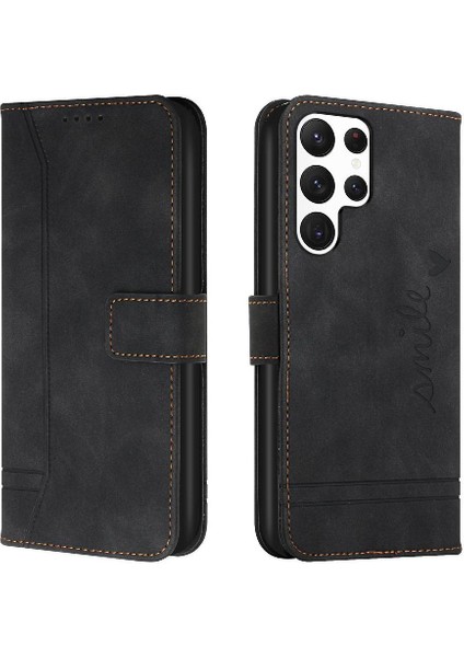 Samsung Galaxy S23 Ultra Klasik Tasarım Deri Cüzdan Manyetik Kapatma Flip Kılıf Kickstand Kart Tutucu Yuvası Darbeye Dayanıklı Koruyucu Kapak (Yurt Dışından)